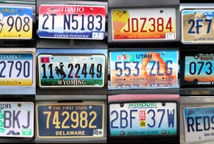 la colección de placas matríulas de todos los estados americanos