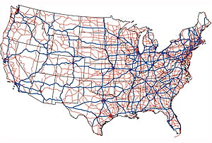 Mapa de la red de carreteras de los Estados Unidos