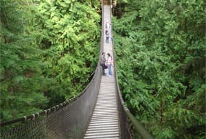 Puente cogante sobre el río Lynn, cerca de Vancouver