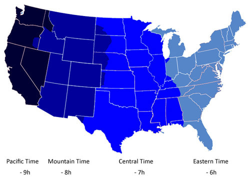 Las franjas horarias de los Estados Unidos