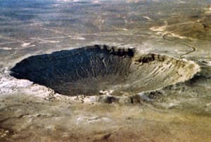 El cráter de meteorito en Arizona, en su forma único en el mundo entero